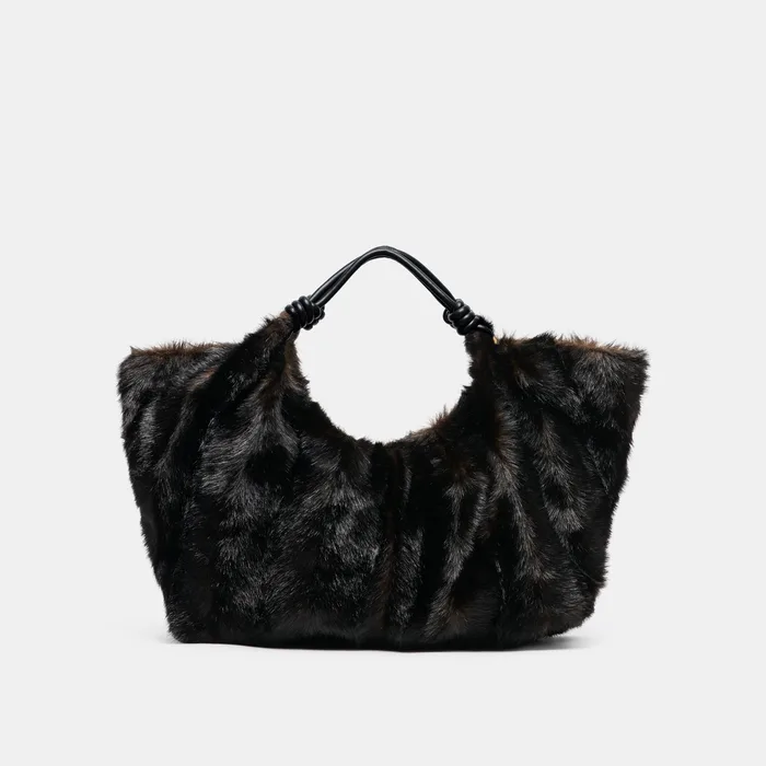 LILEE Espresso Faux Fur Tote Bag — view 2