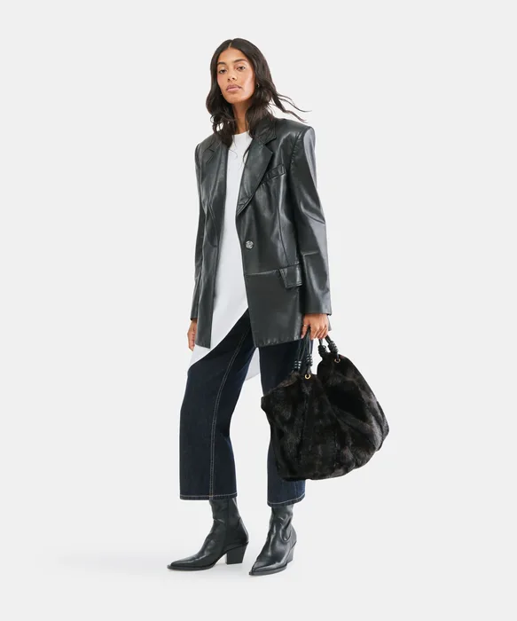LILEE Espresso Faux Fur Tote Bag — view 5