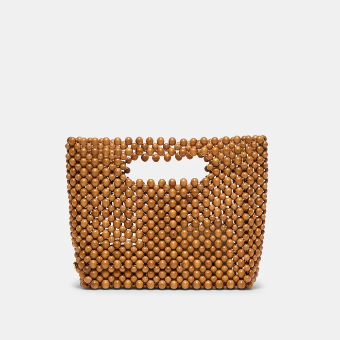 LINZY Natural Wood Top-Handle Handbag with Crossbody Strap — view 2