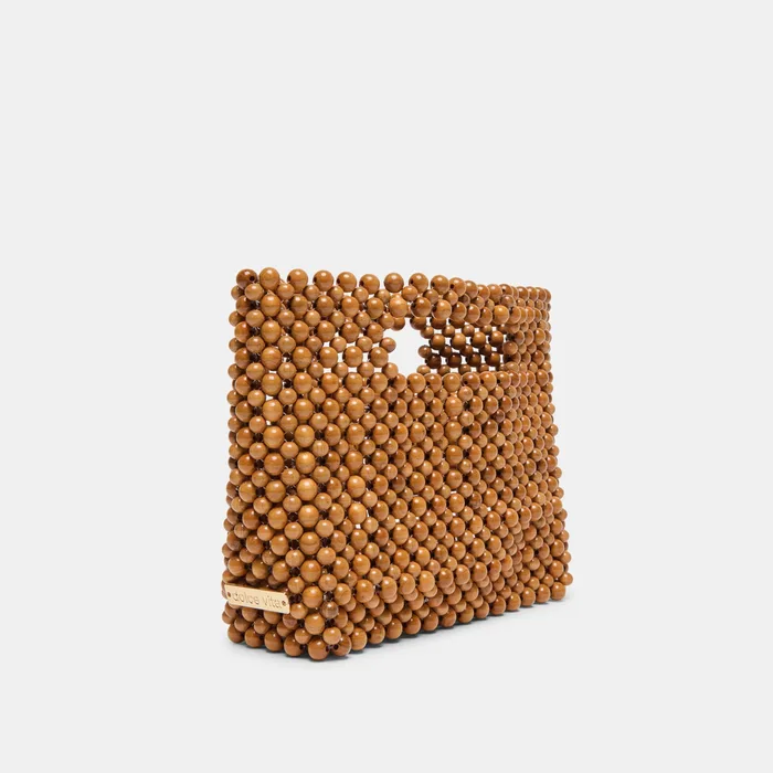 LINZY Natural Wood Top-Handle Handbag with Crossbody Strap — view 4