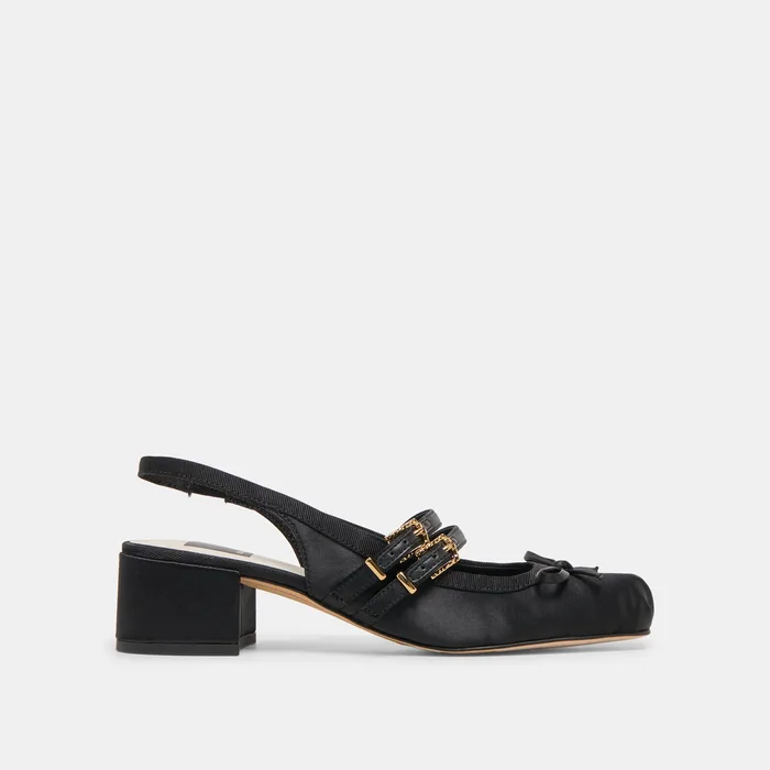 Loris Onyx Satin Heels — view 2