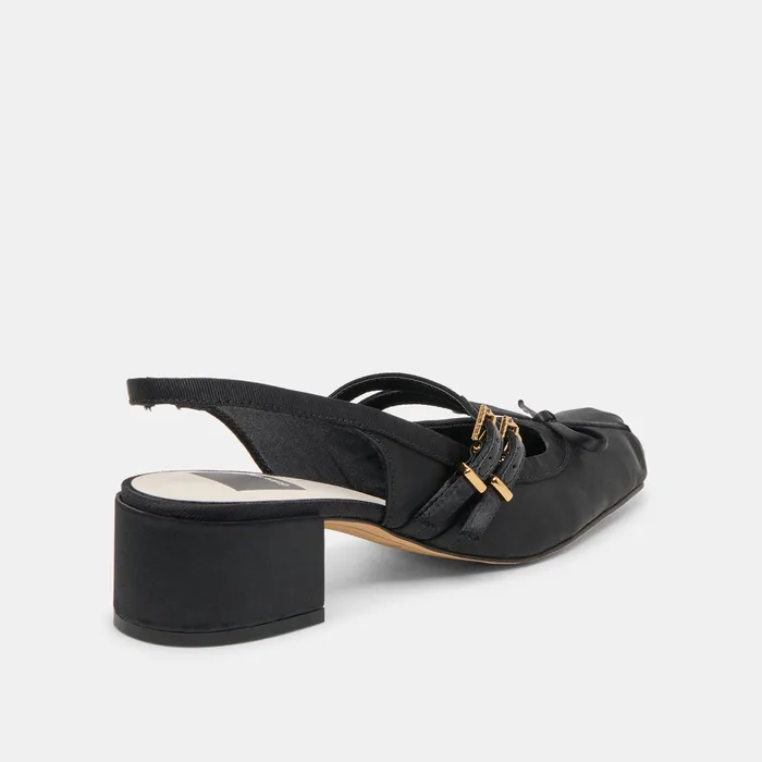 Loris Onyx Satin Heels — view 6