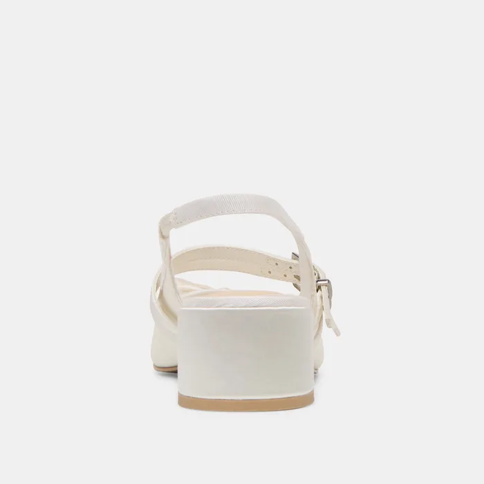 Loris True White Satin Heels — view 9