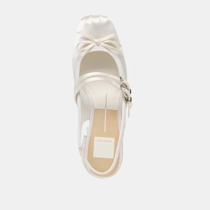 Loris True White Satin Heels — view 10