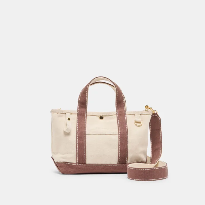 LUNEA Natural Chocolate Canvas Convertible Handbag Crossbody Bag — view 2