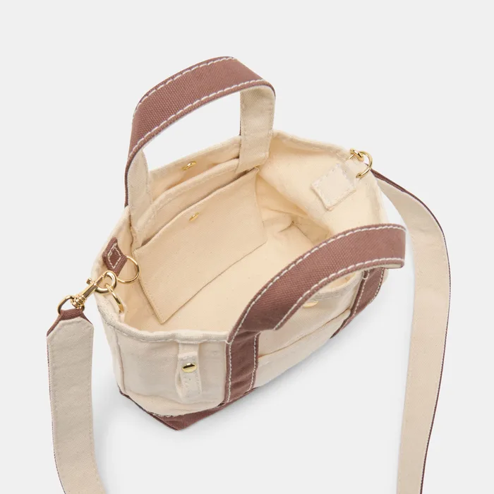 LUNEA Natural Chocolate Canvas Convertible Handbag Crossbody Bag — view 6