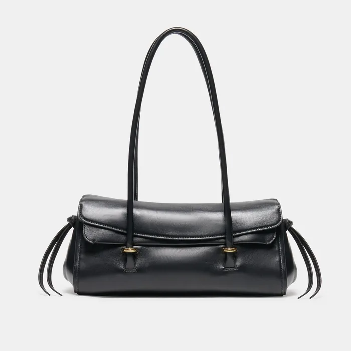 LUSSO Black Leather Shoulder Bag — view 2