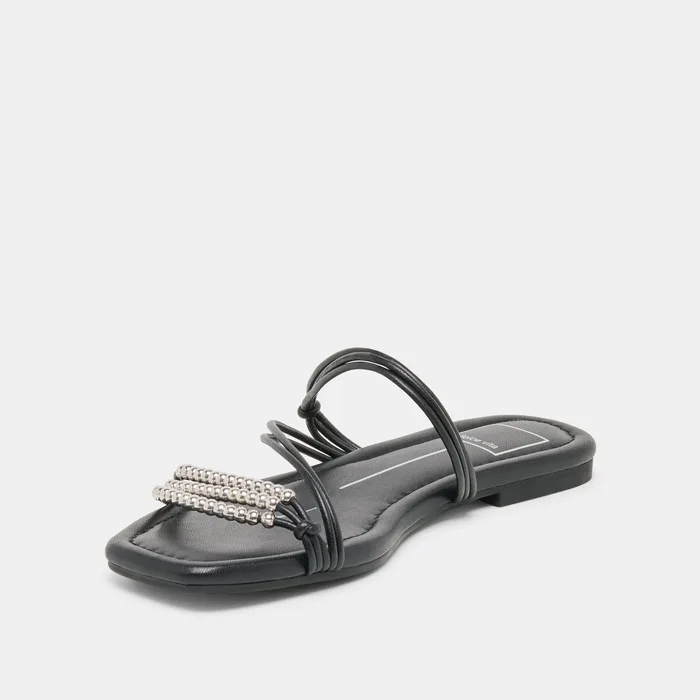 LYNDEE BEAD Black Stella Strappy Open-Toe Sandals — view 7