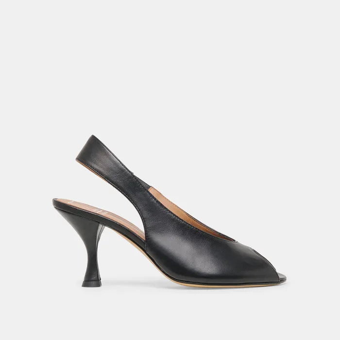 Madow Black Leather Heels — view 2