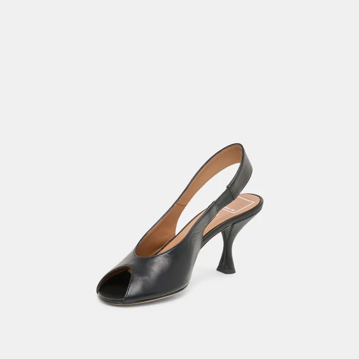 Madow Black Leather Heels — view 5