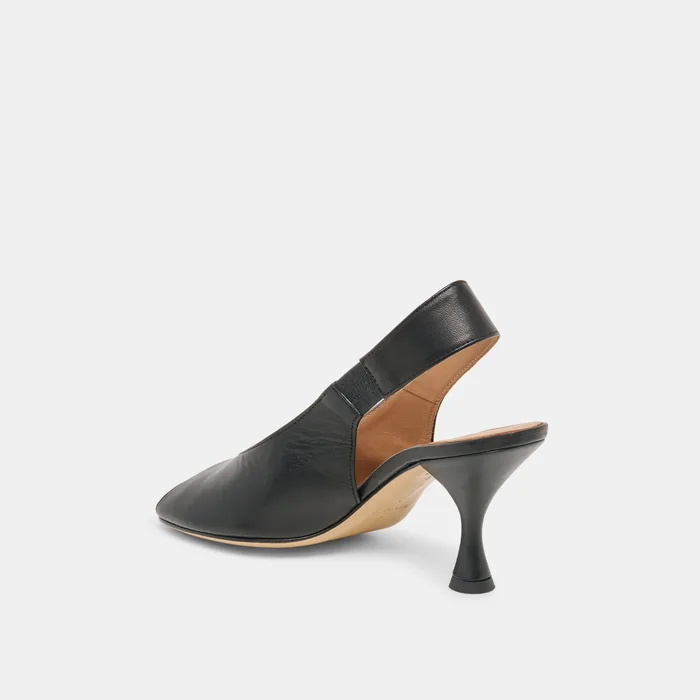 Madow Black Leather Heels — view 6