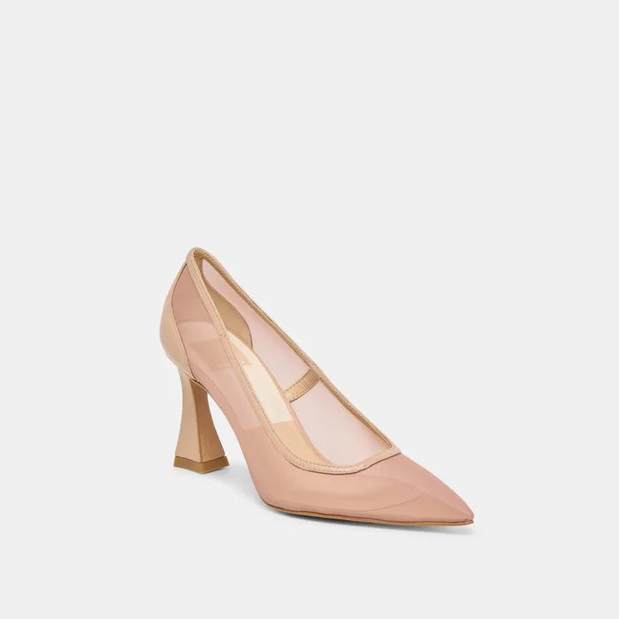 Malory Lt Tan Mesh Heels — view 3