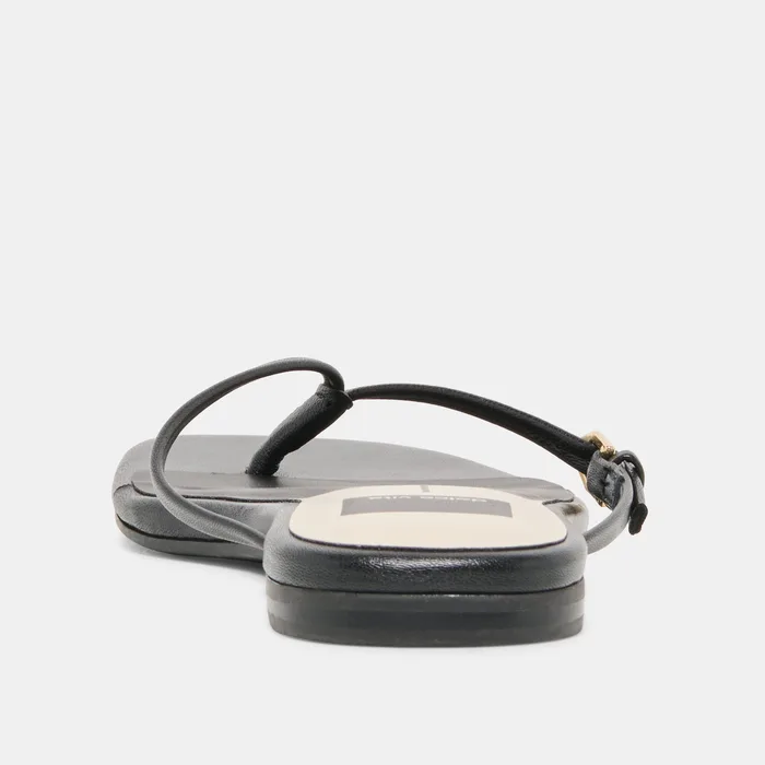 MALTA Black Leather Buckle Flip-Flop Sandals — view 10