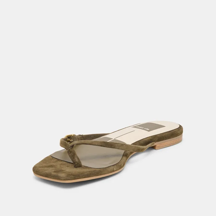 MALTA Dk Olive Suede Buckle Flip-Flop Sandals — view 5