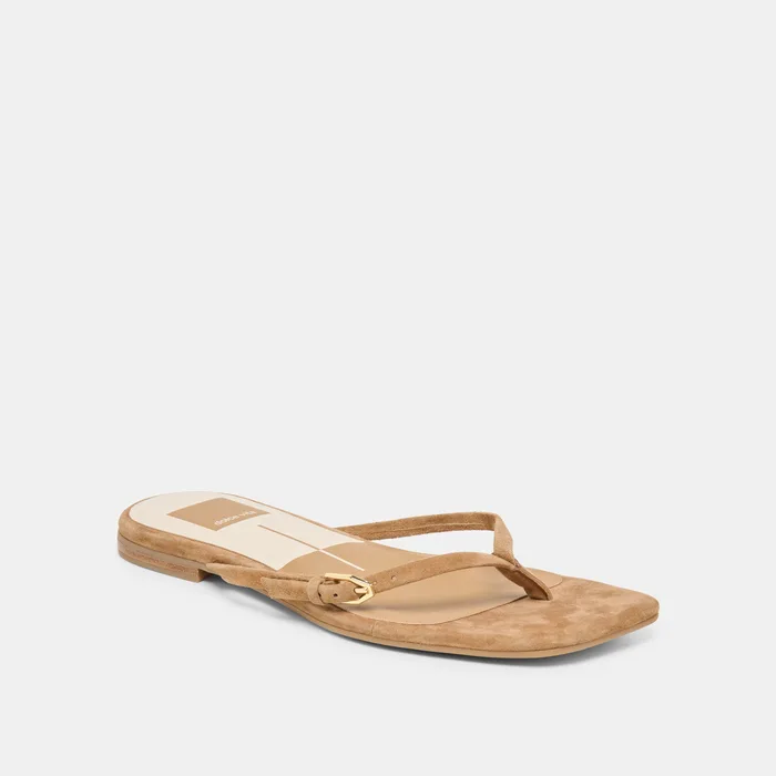MALTA Lt Brown Suede Buckle Flip-Flop Sandals — view 4