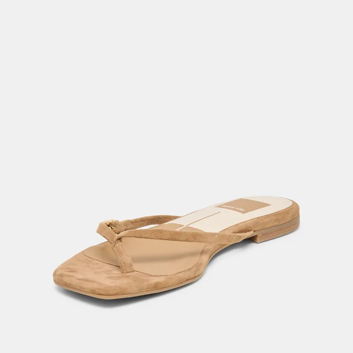 MALTA Lt Brown Suede Buckle Flip-Flop Sandals — view 7