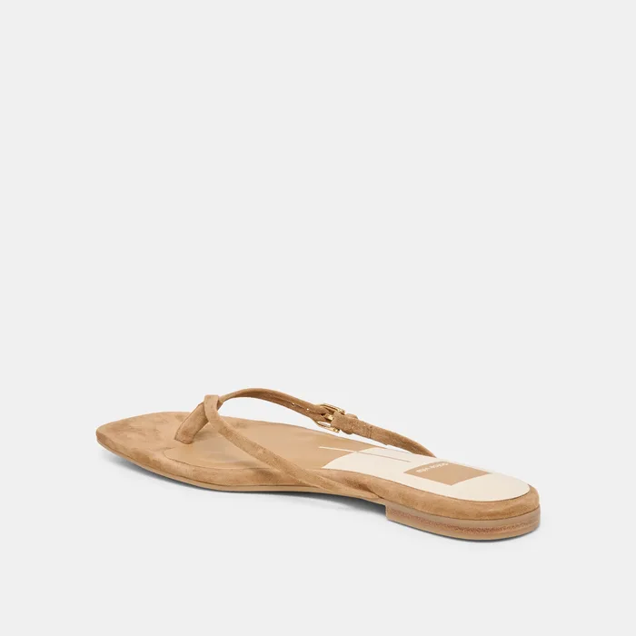 MALTA Lt Brown Suede Buckle Flip-Flop Sandals — view 8