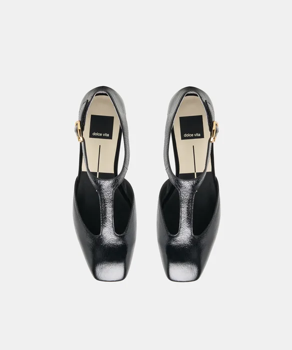 MARCY Black Leather Mary-Jane Flats — view 4