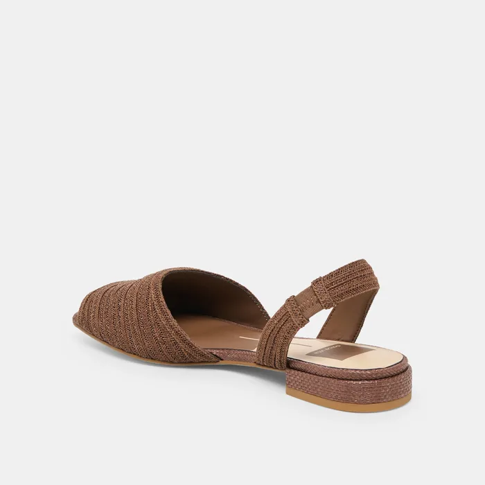 MARZY Cocoa Raffia Slingback Peep-Toe Sandals — view 8