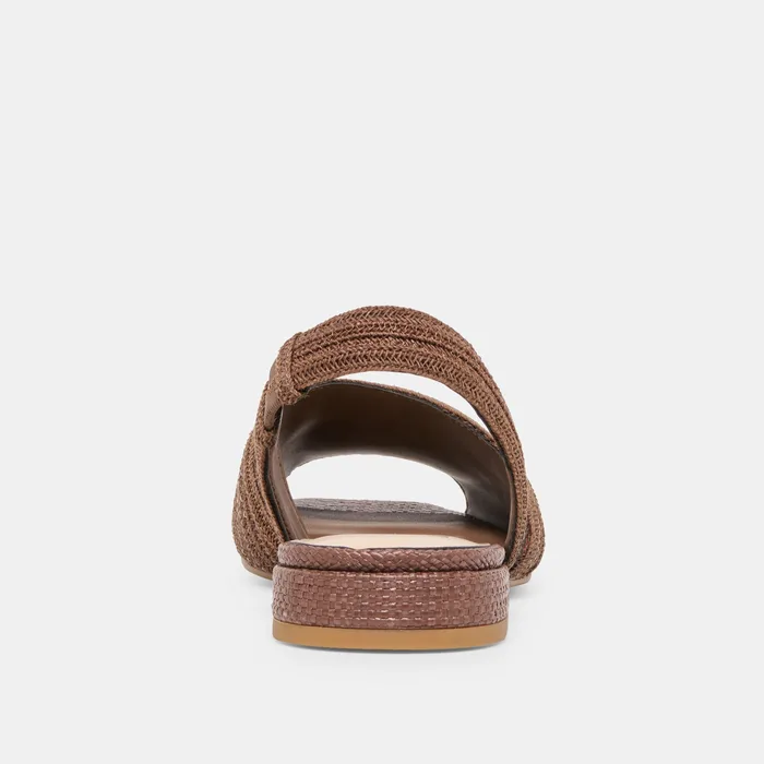 MARZY Cocoa Raffia Slingback Peep-Toe Sandals — view 10