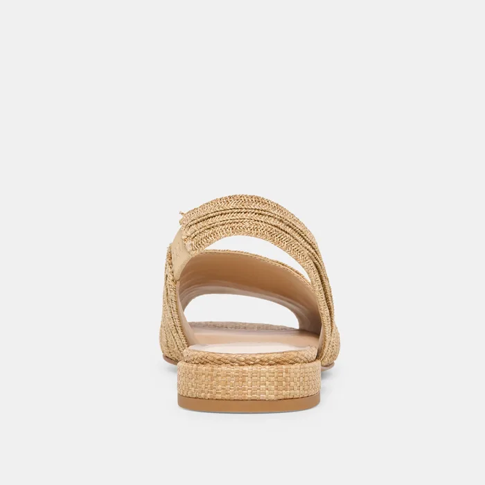 MARZY Natural Raffia Slingback Peep-Toe Sandals — view 8