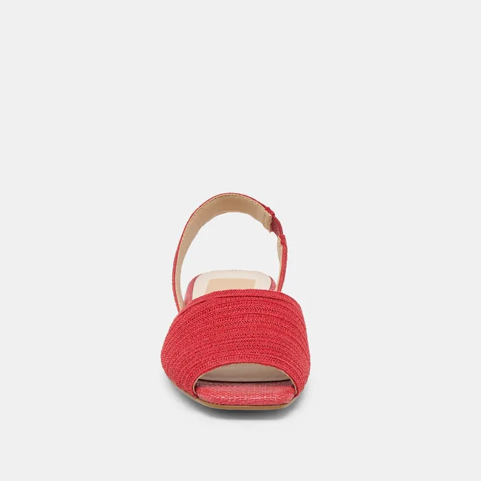 MARZY Red Raffia Slingback Peep-Toe Sandals — view 7