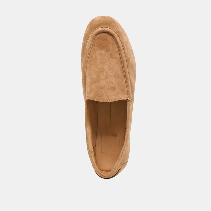 Mattie Camel Suede Loafers — view 9