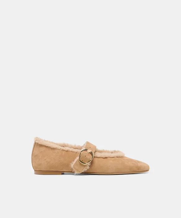 MELLA PLUSH Lt Brown Suede Mary-Jane Ballet Flats — view 2