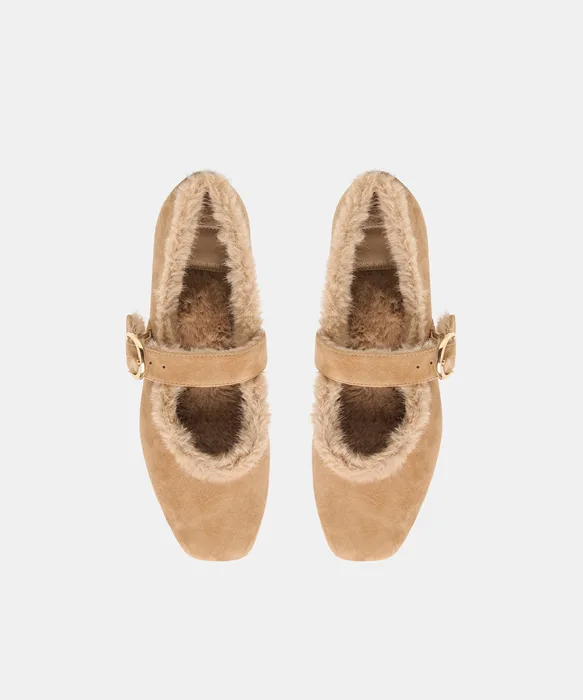 MELLA PLUSH Lt Brown Suede Mary-Jane Ballet Flats — view 4
