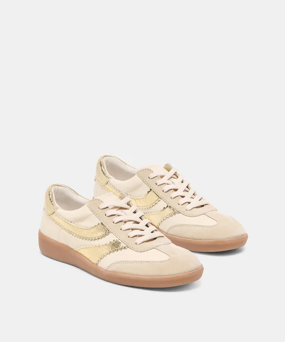 Merit White Gold Leather Sneakers — view 3