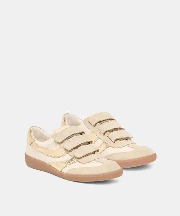 Merit Velcro White Gold Leather Sneakers — view 3