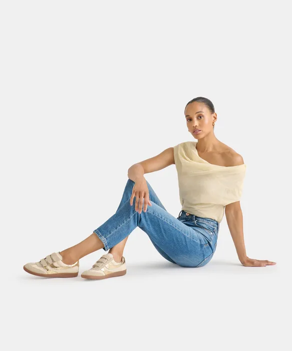Merit Velcro White Gold Leather Sneakers — view 5