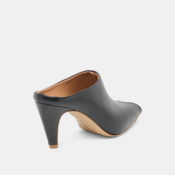 MERY Black Leather Peep-Toe Heels — view 4