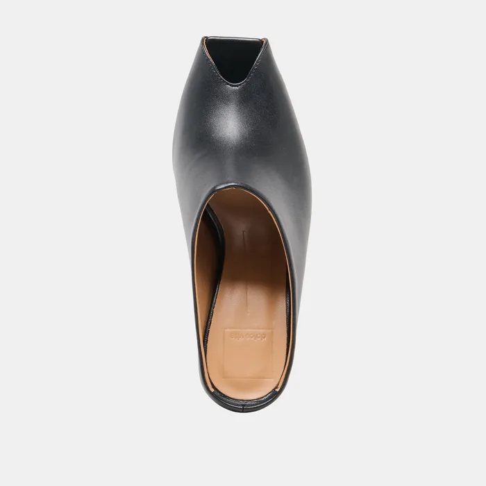 MERY Black Leather Peep-Toe Heels — view 9