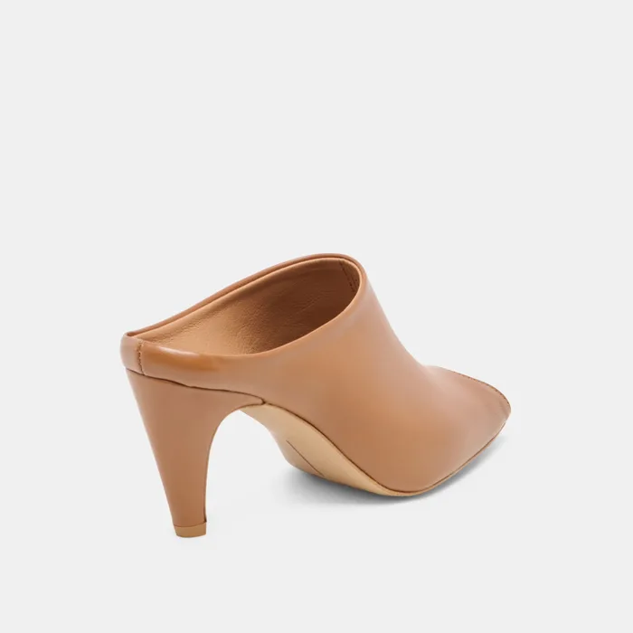 MERY Brown Leather Peep-Toe Heels — view 4