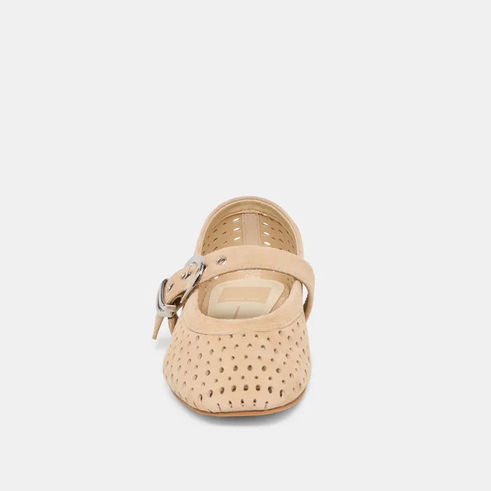 Mikel Camel Perforated Suede Ballet Flats — view 9