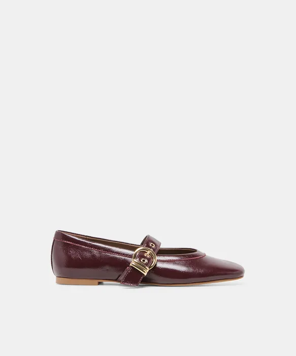 MIKEL Plum Leather Mary-Jane Ballet Flats — view 2