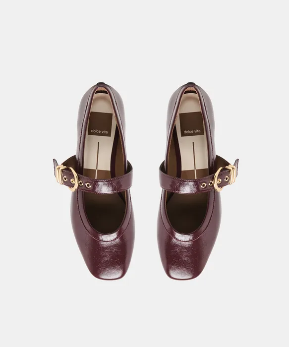 MIKEL Plum Leather Mary-Jane Ballet Flats — view 4