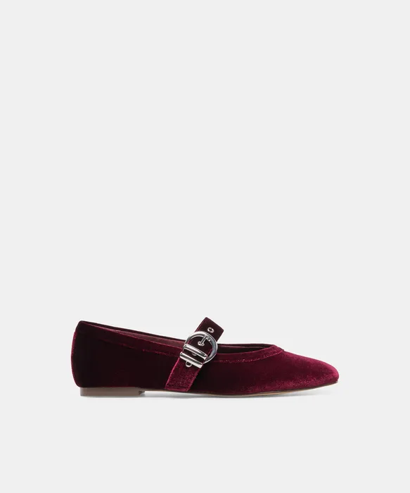 MIKEL Bordeaux Velvet Mary-Jane Ballet Flats — view 2