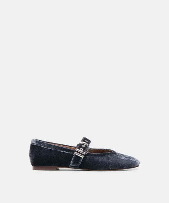 MIKEL Navy Velvet Mary-Jane Ballet Flats — view 2