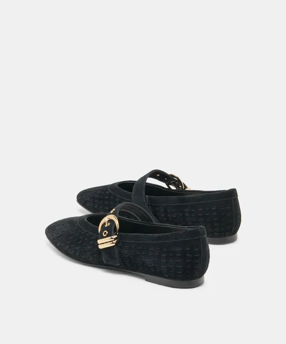 MIKELA Onyx Perforated Suede Mary-Jane Ballet Flats — view 6