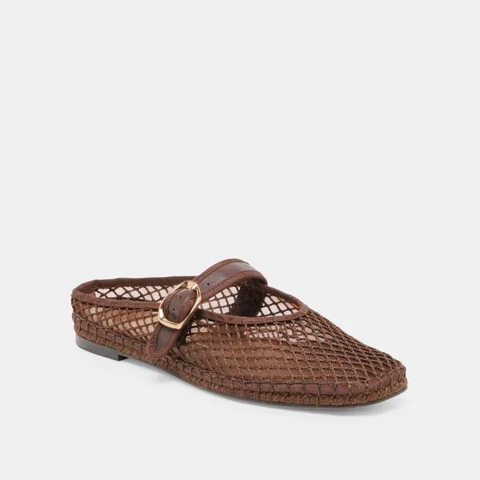 Milie Chocolate Woven Mesh Flats — view 4