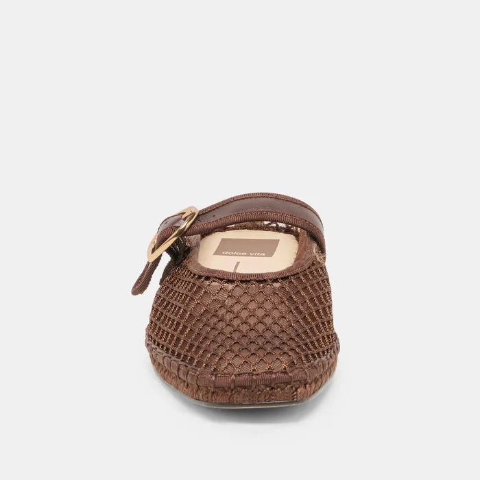 Milie Chocolate Woven Mesh Flats — view 9