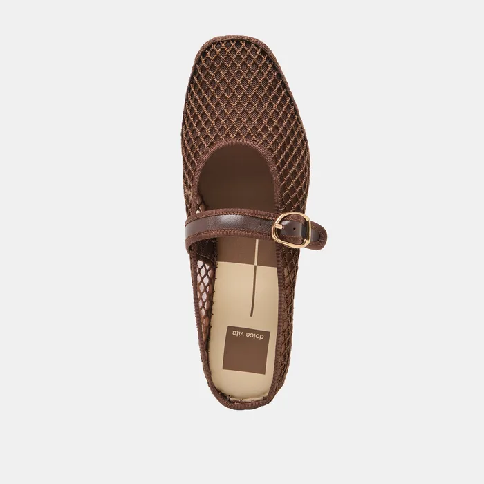 Milie Chocolate Woven Mesh Flats — view 11