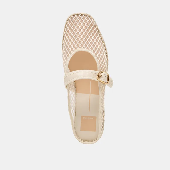 Milie Ecru Woven Mesh Flats — view 9