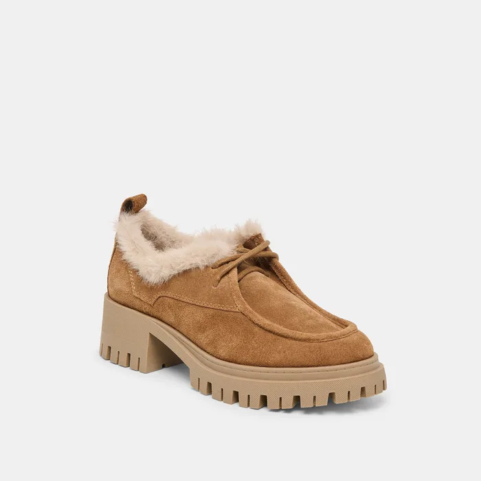 Milza Plush Lt Brown Suede Loafers — view 4