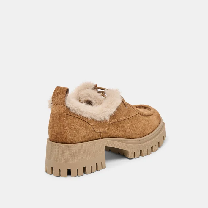 Milza Plush Lt Brown Suede Loafers — view 6