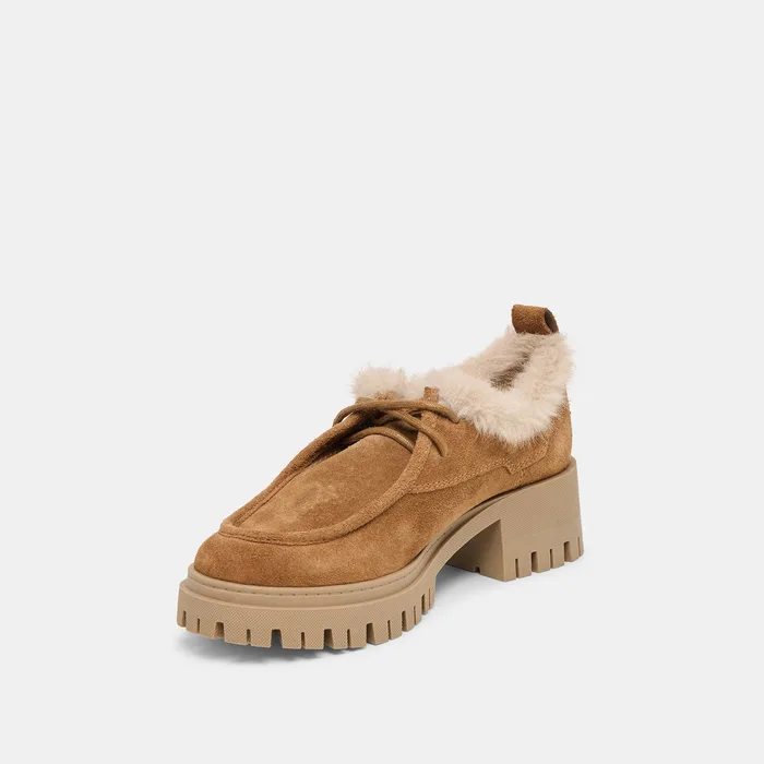Milza Plush Lt Brown Suede Loafers — view 7