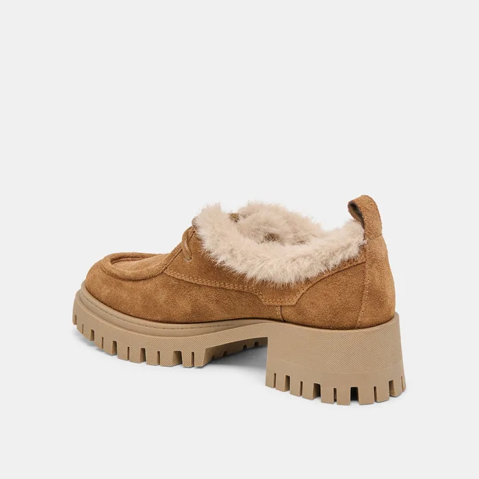 Milza Plush Lt Brown Suede Loafers — view 8