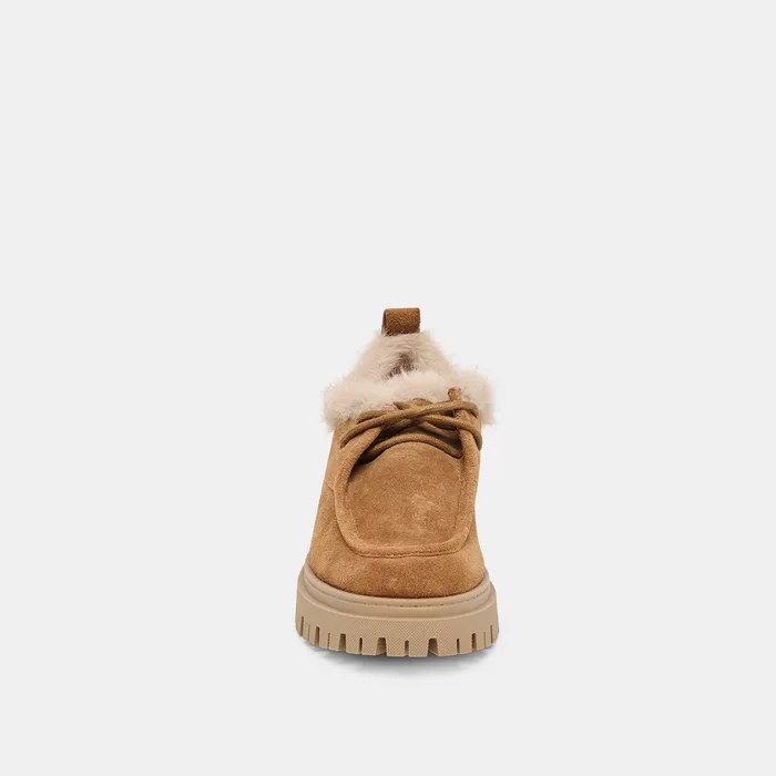 Milza Plush Lt Brown Suede Loafers — view 9